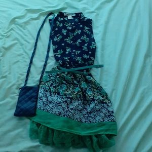 Knit works flower, teal dress size 10